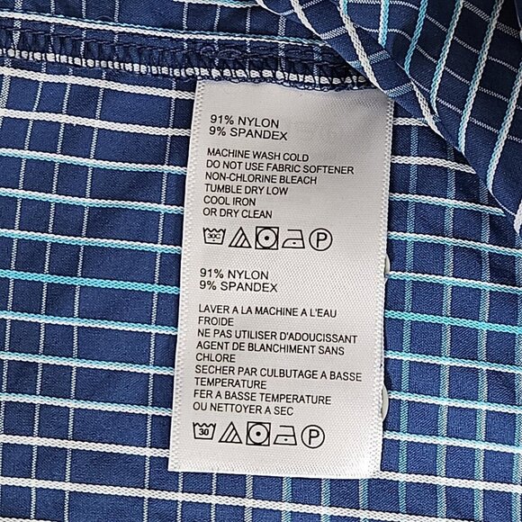 Tommy Bahama Shirt Men 3XLB Blue Plaid LS Performance Pit Vents Buttons Buttons - Picture 9 of 13